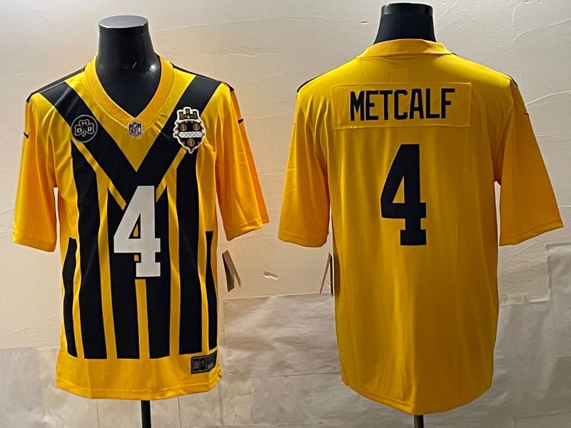 Men Pittsburgh Steelers #4 Metcalf Yellow Retro 2025 Nike Limited NFL Jersey style 03->pittsburgh steelers->NFL Jersey